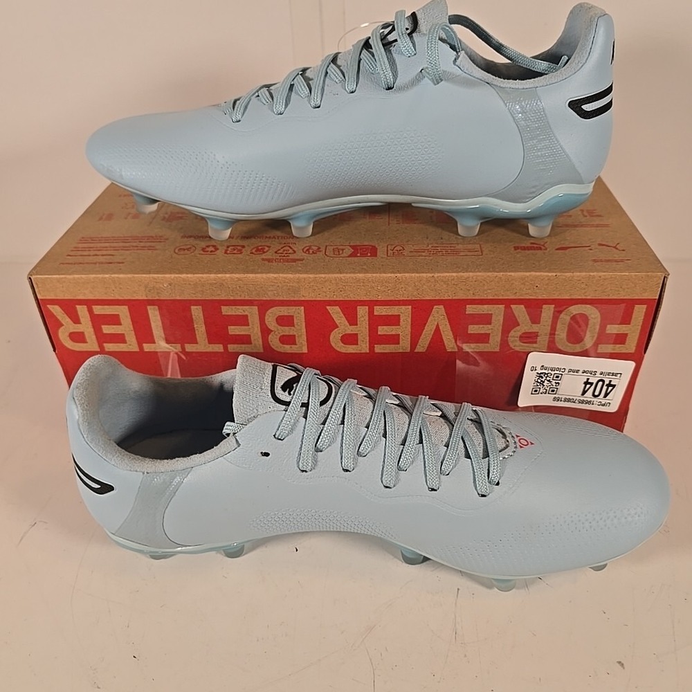 New Puma King Pro FG/AG Silver Sky Blue Soccer Cleats 107569 01 Womens Size 7